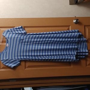 Lularoe Carly blue stripe dress Medium